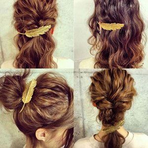 Gold leaf hair barrette clip